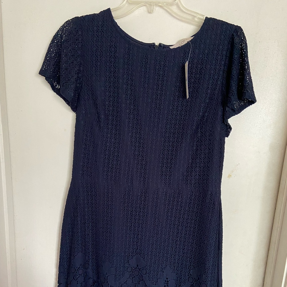 Loft navy blue lacy type dress.